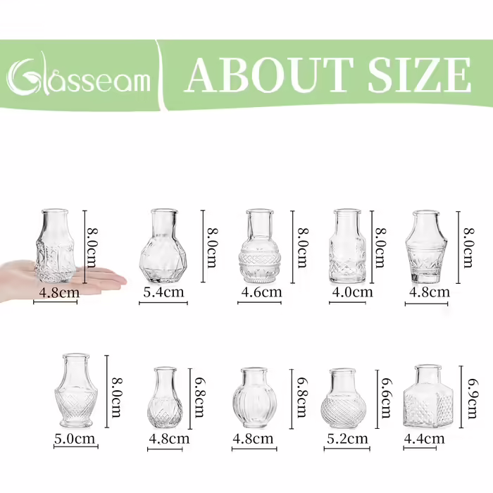 Glasseam набір міні-ваз із скла для декору столу, 40 шт. Вінтажні маленькі вази для весілля, вечірки, дня народження, дому, вітальні