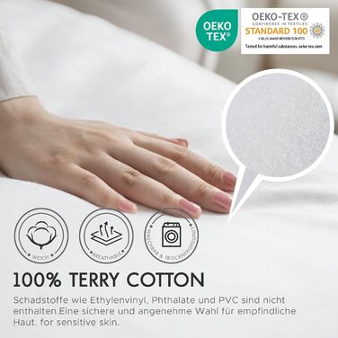 Degrees of Comfort Allergy Cover 90x200 cm Mattress Cover, Waterproof, Dust Mite Cover Anti Dust Mites and Bed Bugs Encasing with Zipper, Comfortable Cotton Surface, Height 13-16 cm