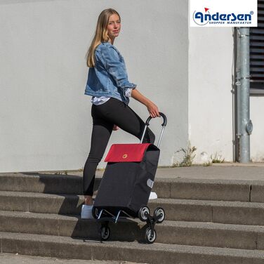 Сумка-шопер на колесах ANDERSEN Scala Shopper Hera — червоний візок-сходи climbs