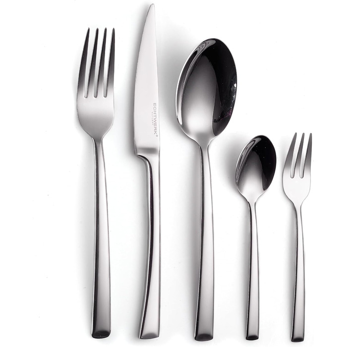 ECHTWERK Avelino Flatware Set, Silver Edition, 20-Piece, Dinner Set for up to 4 People, Stainless Steel 18/10, High-Gloss, High-Quality Cutlery Set, for Dining Table, Table Decoration for Weddings & Festive Tables
