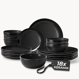 MIAMIO Dinnerware Set, 6 Place Settings/Stoneware Dinnerware Set, 18-Piece, Stoneware Tableware Set, Bowl and Plate Set - Dishwasher and Microwave Safe - Le Papillon Collection