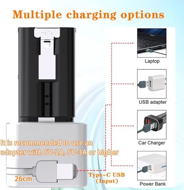 Зарядний пристрій для акумуляторів Ring (3 шт., 3.65V, 6040mAh) з LED-дисплеєм та Type-C кабелем, сумісний з Ring 2/3/4/Plus/Spotlight/Stick Up Cam