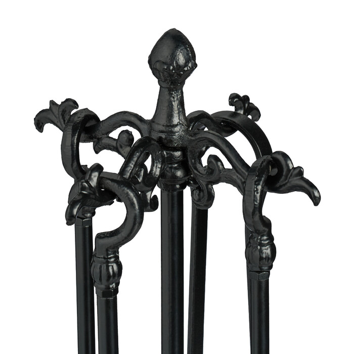Relaxdays 5-Piece Fireplace Tool Set, Cast Iron