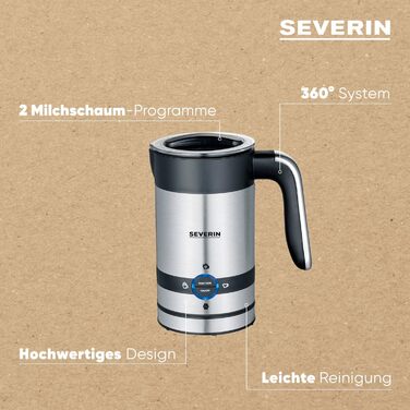 Електричний спінювач молока Severin SM 3584, 200 мл, з антипригарним покриттям, з нержавіючої сталі