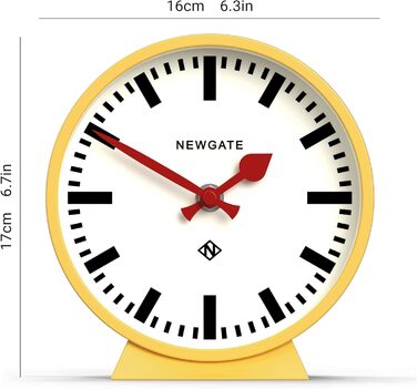 NEWGATE® M Mantel Clock for Fireplace Inserts, Silent, No Ticking, Modern Mantel Clock, Small Mantel Clock, Railroad Dial (Yellow)