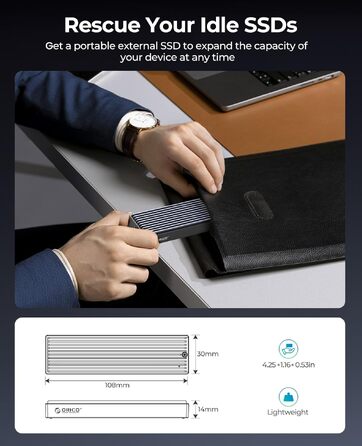 Зовнішній корпус-адаптер ORICO M.2 NVMe SSD USB-C 3.2 Gen2 10Gbps для PCIe NVMe M-Key/M+B Key (2230/2242/2260/2280), підтримка UASP, M-2PV