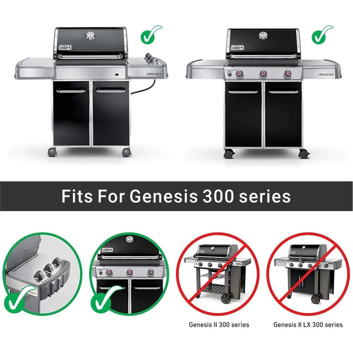 Решітка для гриля Weber Genesis 300 серії Onlyfire, емальована сталь, заміна 7524/7528, 49,5x32 см