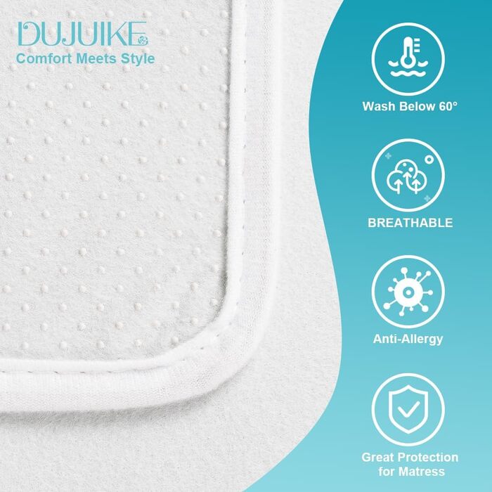 DUJUIKE Non-Slip Mattress Protector Pad, Anti-Slip Liner for Mattress Protector, Breathable Felt Fabric with Anti-Slip Particles, Keeps the Mattress in Place (Gray, 160 x 200 cm)
