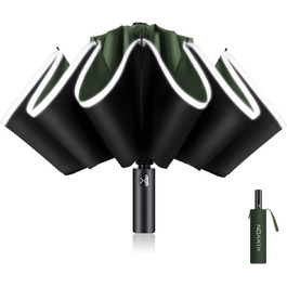 XIXVON Umbrella Pro | LSF 50+ 99% UV Protection, Reflective Safety Stripe, Sturdy, Windproof, Portable for Travel, Automatic | Inverted Umbrella One Size X2 Pro (Green)