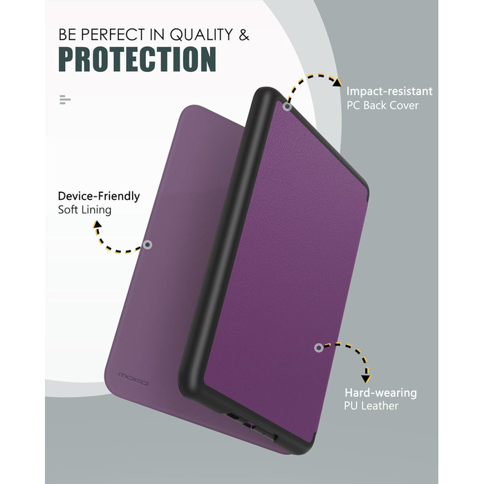 Чохол для Kindle Paperwhite (12-го покоління, 2024) та Kindle Colorsoft Signature Edition (2024) MoKo, Автоматичне вмикання/вимикання, Деним, Зелений (Ляйчі-Тіфпурпур)