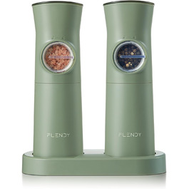 Gravity Electric Salt and Pepper Grinder Set, 2-Piece Set Rechargeable Electric Salt and Pepper Shakers with USB-C Charging Station, Electric Spice Mill for Dry Spices