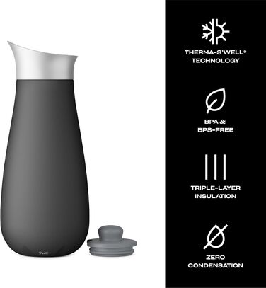 Охолоджувач для вина S'well - Чорний, 1.5 літри