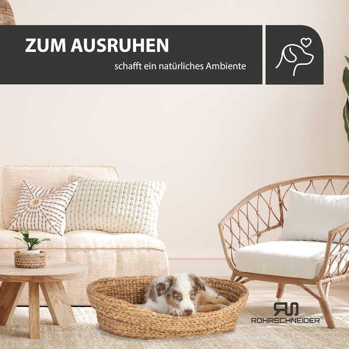 Зручне котяче ліжечко Rohrschneider з подушкою | Гніздо для котів з ротангу | Екологічне котяче ліжко з подушкою | 2 розміри