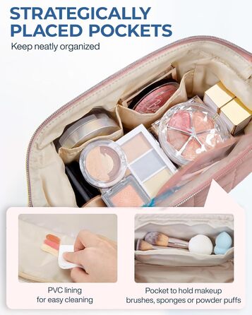Косметичка для макіяжу BAGSMART - жіноча, для подорожей, рожевого кольору