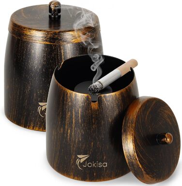 Набір попільничок для вулиці та дому Edestah Retro (2 шт.) - великий, з кришкою, антиковзкий