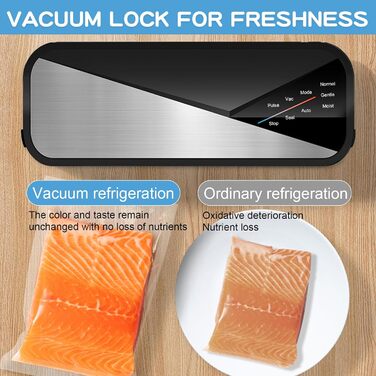 Вакуумний апарат Colexy 6-в-1: пакувальник продуктів, 80 kPa, для сухих та вологих продуктів, з фольгою та шлангом, чорний