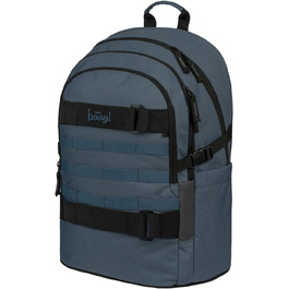 Шкільний рюкзак Baagl для хлопчиків та дівчаток-підлітків зі скейтбордом, відділенням для ноутбука та нагрудною стрічкою (Dust Blue)
