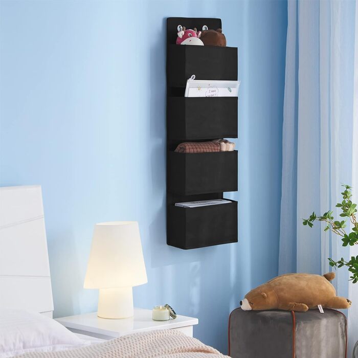 Органайзер для дверей Youdenova з 4 кишенями та 2 гачками, настінна полиця-органайзер для ванної, спальні, дитячої кімнати, чорний