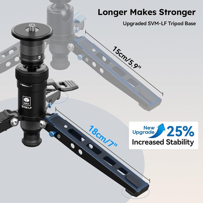 SIRUI Монопод з вуглецевого волокна з системою швидкого кріплення | 165см, професійний, 3-в-1, вантажопідйомність 10кг, для DSLR та відео (SVM-LF)