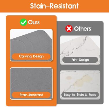 Килимок для сушіння посуду Snuggery, 61 x 40.6 см, сірий, з кремнеземом, швидковисихаючий, антиковзкий