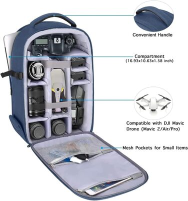 MOSISO Рюкзак для камери: DSLR, SLR, беззеркальні фотокамери, 15-16 дюймів, водонепроникний, з відділенням для штатива та ноутбука (Сталево-синій)