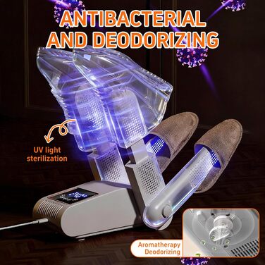 Електричний сушильник для взуття Schuhtrockner на 2 пари з таймером та UV-лампою, для футболок та лижних черевиків, білий