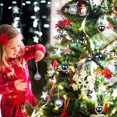 4 см Новорічні кулі для прикраси ялинки, 40 шт. Срібні, ударостійкі, для ялинки