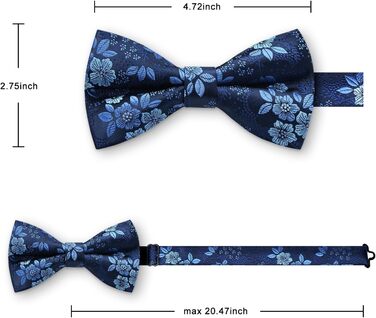 Метелик HISDERN для чоловіків з кишеньковим хустинкою, однотонний, регульований, для смокінгу, весілля, вечірки, синій та білий