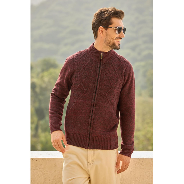 Чоловіча флісова куртка Les Umes з коміром-стійкою, Regular Fit (Бордовий, 3XL)