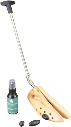Langer & Messmer shoe stretchers for women against tight shoes, boots or high heels - made of solid beechwood and metal mechanics - expands in width or length & incl. leather stretching spray (EU L 40/42 UK 6.5/8, boots)