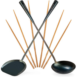 Набір кухонних аксесуарів YOSUKATA: вок, шумовка, лопатка, сплеск, з нержавіючої сталі 43 см (BC SET 5)