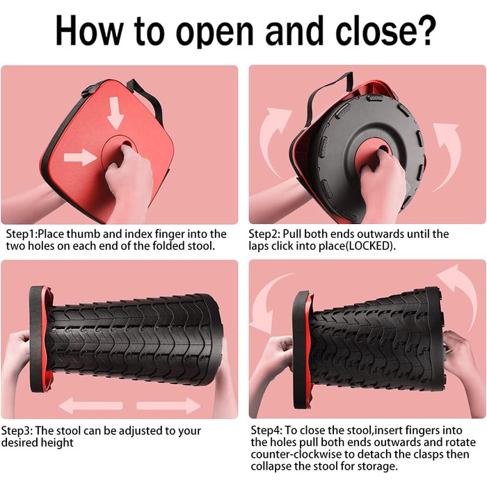 Складний стілець-телескоп для кемпінгу, риболовлі та відпочинку на природі (червоний)