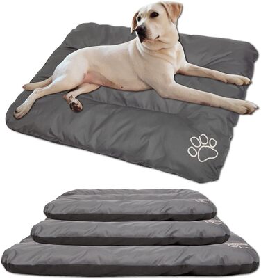 Матрац для собак, лежанка для собак великих, середніх та малих порід - водонепроникне собаче ліжко, м'яке лежання з піни, для вулиці та міцне собаче ліжко - 90x60x8 см (R2(100 x 70 см), сірий)