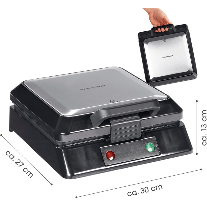 Gourmetmaxx Belgian Waffle Maker - 1000W - Non-Stick Coating - Even Heat Distribution - Makes 4 Waffles