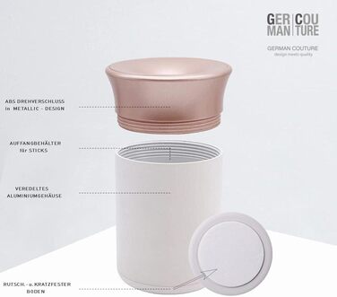 GC German Couture Stickbecher Auto-Aschenbecher compatible with IQOS ILUMA PRIME TEREA Sticks & Heets Sticks + Glo Hyper Pro Air neo Sticks Accessories and for PLOOM, white/rose gold