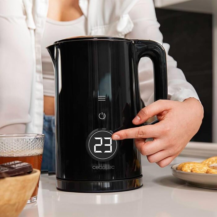 Електричний чайник Cecotec Thermosense 600 Touch Neo, 1.7 л, сенсорний дисплей, 2200 Вт, нержавіюча сталь, 7 температурних режимів, автовимкнення, чорний