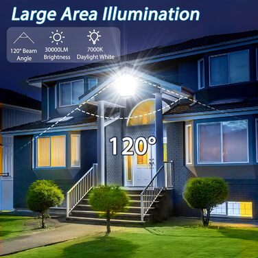 LED прожектор 300W для вулиці, IP67, 2 шт, 30000Лм, 7000K, холодне біле світло, водонепроникний, для складу, саду, гаража, двору, паркування
