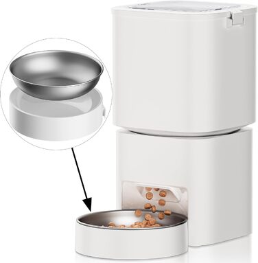 Автомат для годування котів та собак, 5л, розумний, білий. Програмоване годування 1-10 разів на день.