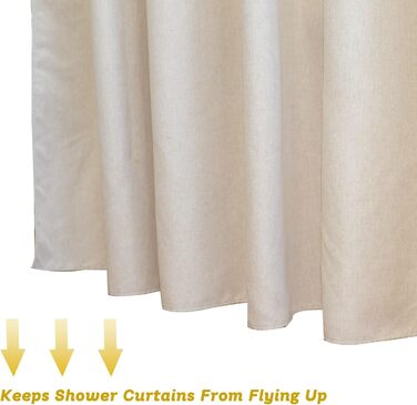 Штора для душу YISURE бежева льоноподібна, 120x200 см, водонепроникна, текстильна, машинне прання