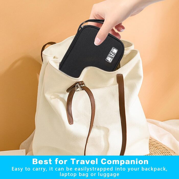 Органайзер для кабелів та аксесуарів: чорний дорожній кейс для USB-кабелів та гаджетів