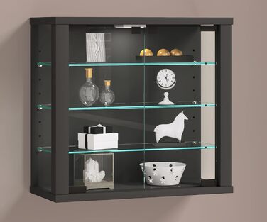 Підвісна вітрина VCM Vitrosa S з ESG-безпечним склом, антрацит, 40x43x18 см, сучасна та компактна
