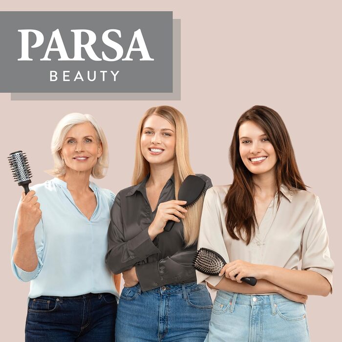 Професійна щітка для волосся PARSA Beauty з активними компонентами – для випрямлення та догляду, підходить для кучерявого та довгого волосся (з карбону та турмаліну)
