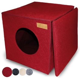 Кігтечка-будиночок для котів з фетру для полиць IKEA Kallax/Expedit, червона, для 2 котів