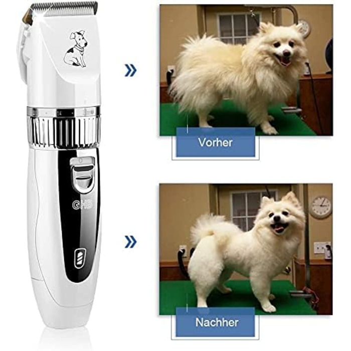 Машинка для стрижки собак та котів Tierhaarschneider - професійна машинка для грумінгу з 6 насадками та акумулятором