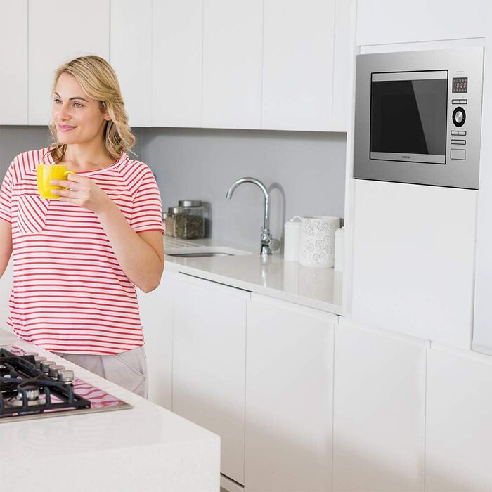 Мікрохвильова піч Cecotec GrandHeat 2090 вбудована, 20 л, 800 Вт, гриль, 8 програм, таймер, сталь