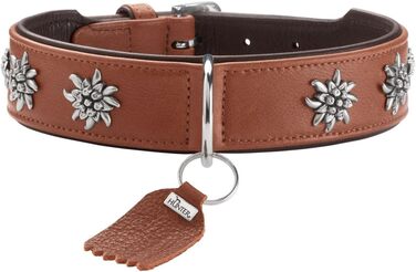 Нашийник для собак HUNTER München, зелений/коньячний, шкіряний, з елементами традиційного одягу, м'який та міцний, не травмує шерсть, розкішний, екологічно чистий, стійкий, виготовлено в Німеччині, розмір: зелений/коньячний (коньячний/чорний, 55)