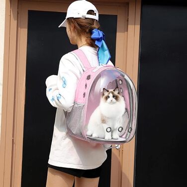 Сумка-переноска для котів, домашніх тварин, рюкзак-переноска, передня кишеня для маленьких, середніх котів, цуценят, собак (Рожева)