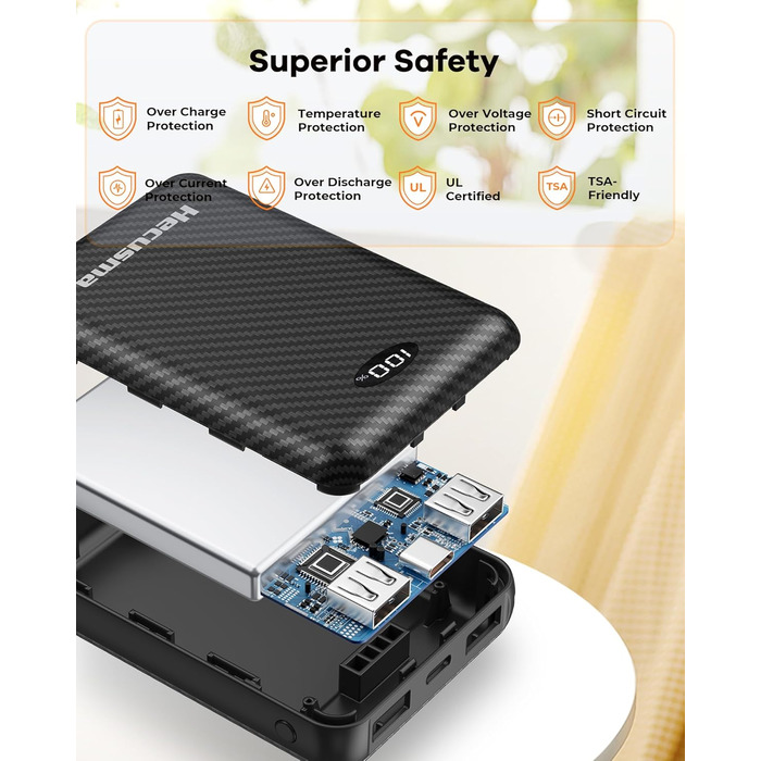 Powerbank для підігрівальної жилетки 5V 3A 12000mAh USB, сумісний з Techstuph, vapesoon, burngogo (не для жилеток 7.4V/12V DC), чорний