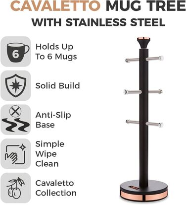 Tower T826132PNK Cavaletto Beaker Stand with Stainless Steel Stoppers, Soft Base, Marshmallow Pink and Roségold (Black and Rose Gold)