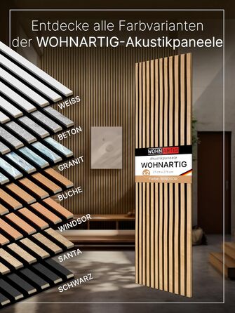 Акустичні панелі для стін на фетрі, дуб Windsor 280, 275x54 см (набір 2 шт. 275x27 см), 1.485 м²